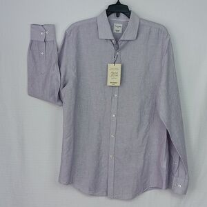 Baird Mc Nutt Men's Linen Slim Fit  Light Purple Button Down Long Sleeve Shirt L